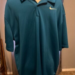 Nike Men's Teal Polo Shirt with White Swoosh